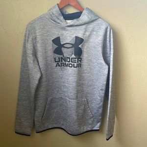Boys Youth YMD/XLGrey Under Armor Hooded Sweatshirt like new